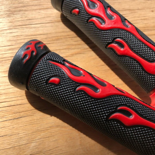 Grip handles red-black with flames new