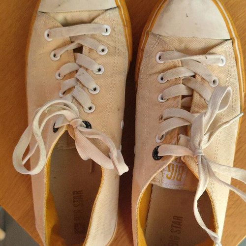 Vintage women fashion shoes used No 40 white-yellow