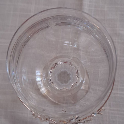 Handmade decorated wine glass like new, ideal for engagement or wedding