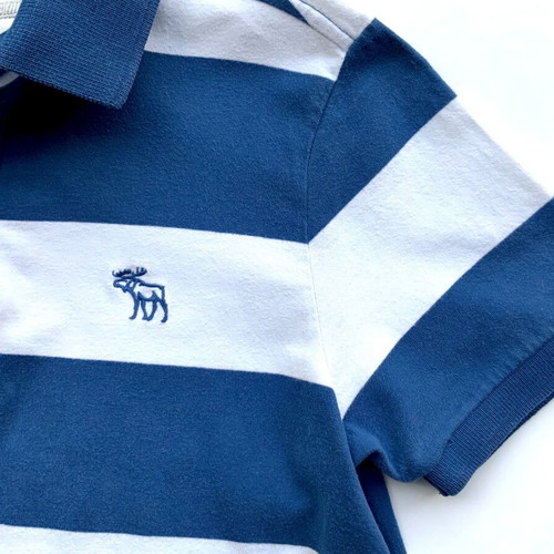 Set of 2 used Abercrombie & Fitch men's short-sleeve Polo Rugby shirts size S striped