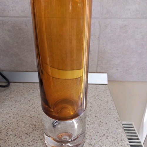 Krosno vase and used honey-colored vase-candleholder