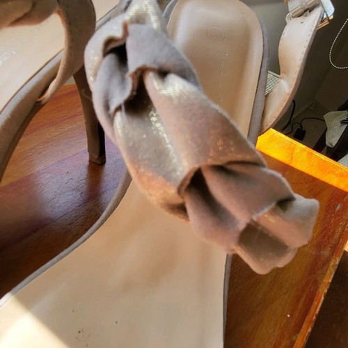 Bon Prix sandals used, size 39, gray with gold accents