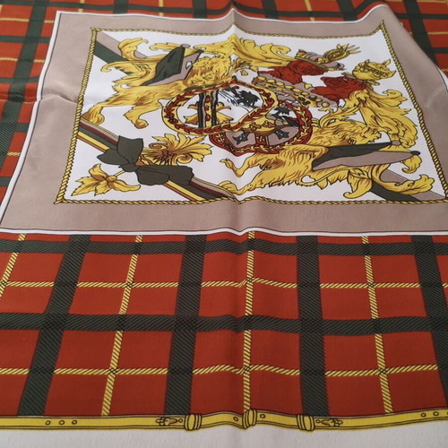 Large square scarf with equestrian pattern like new