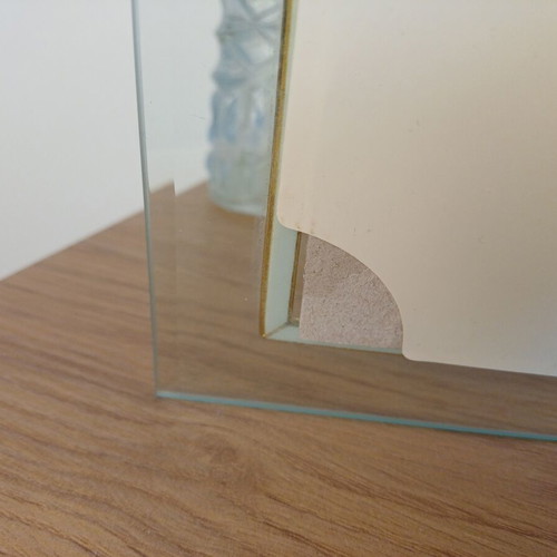 Glass photo frame with gold border, like new, 14.5×19.5 cm
