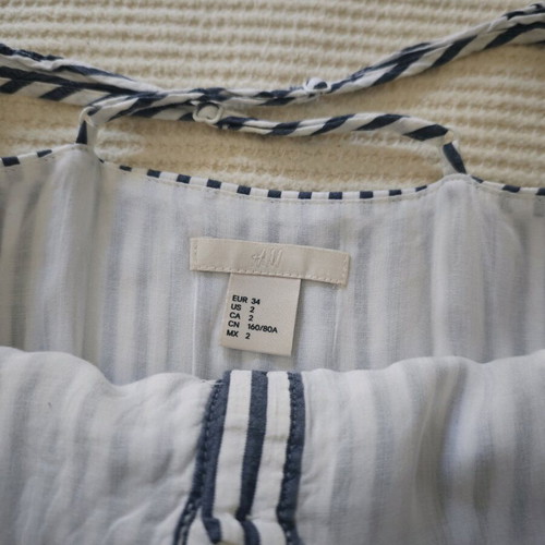 Summer striped dress H&M like new, white and blue, size XS