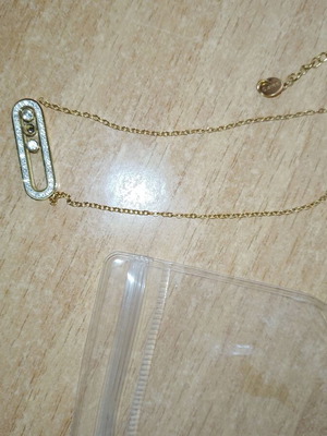 Necklace chain with rhinestones gold color new
