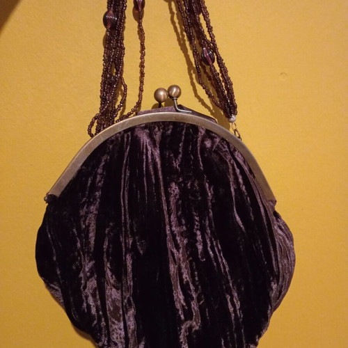 Marks & Spencer velvet evening bag new, brown and purple