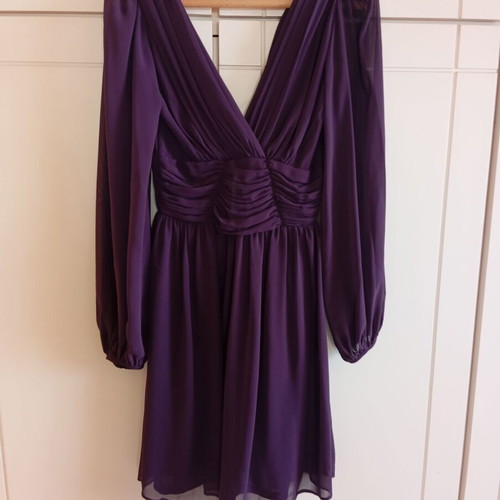 Asos dress new, purple, size small with deep neckline and sheer sleeves