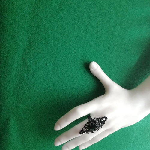 Black vintage ring with resin designs black color open size new
