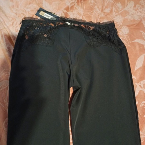 Cristinaeffe Pants Black New, Size M, Lace and Suede Effect