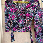 Pink Woman floral set with wrap top & midi/maxi skirt, size L