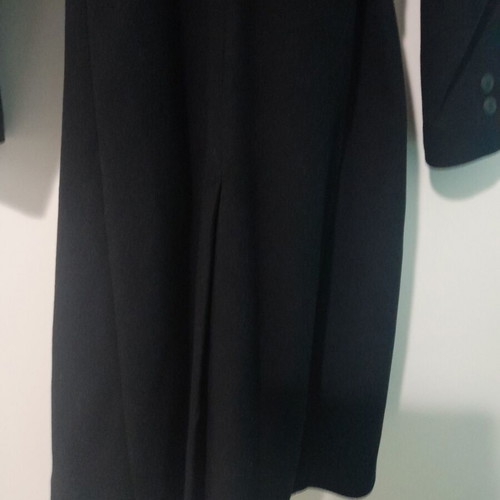 Wool coat Veto with stripe and detachable fur collar like new, black