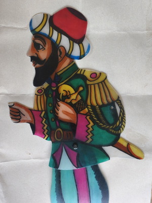 Karagiozis Shadow Theater Figure Turkish Officer used