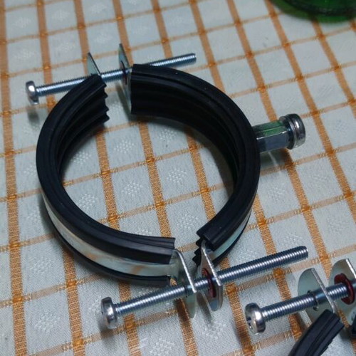 Black Split Pipe Clamps, 2 Pieces, New