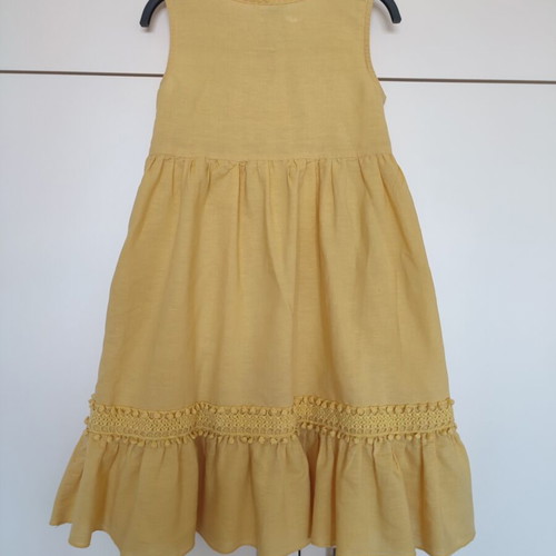 Mayoral summer dress for girl 6 years old like new, yellow, cotton and linen