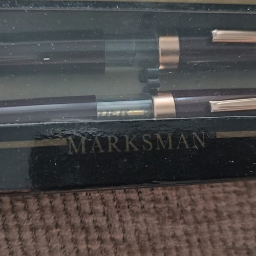 Marksman pen and ballpoint set with Schneider refill in original case