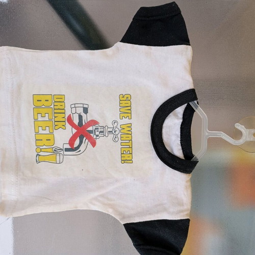 Mini t-shirts with suction cup used, Save Water - Drink Beer, black and white