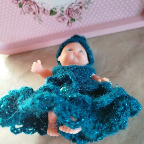 Doll with handmade dress and hat new