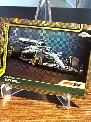 Lance Stroll 2025 Topps Chrome F1 Gold Checker Flag card new
