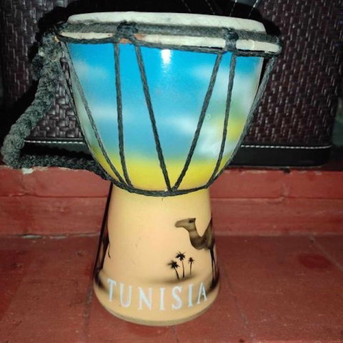 Wooden doumbek from Tunisia like new with leather
