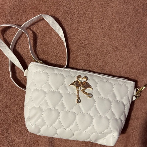 Women's small shoulder bag new, white with gold details