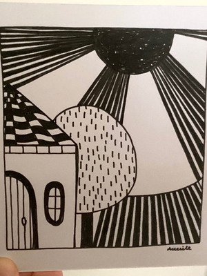 House mini hand-drawn sketch on Bristol 250gr paper new