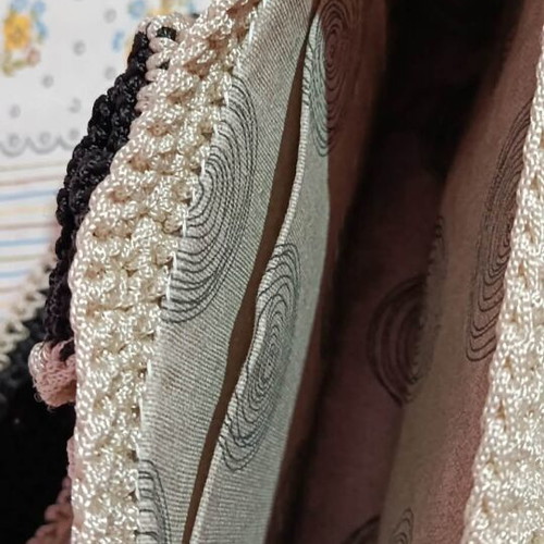 Knitted shoulder bag new, black and beige, summer style