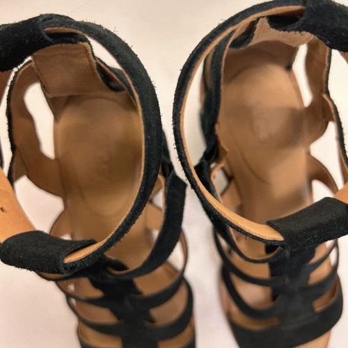 Ugg Macayla Leather Heeled Sandals black suede size EU 38.5 like new