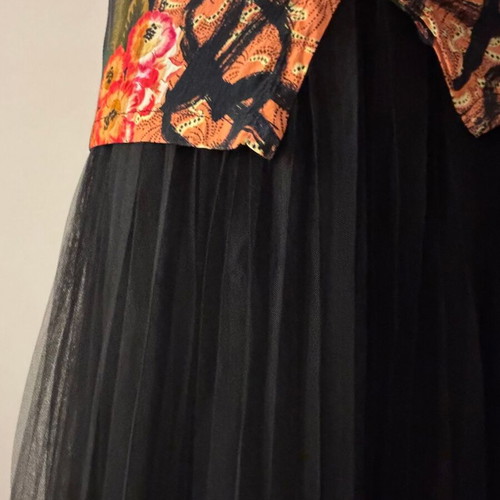 Shein pleated tulle skirt long new, black, size S