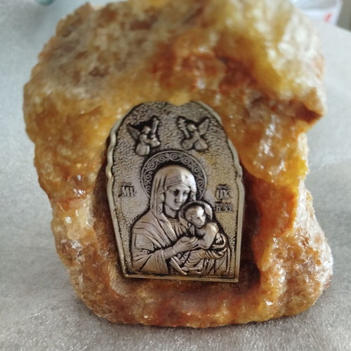 Image from natural mineral rock like new with the image of Virgin Mary