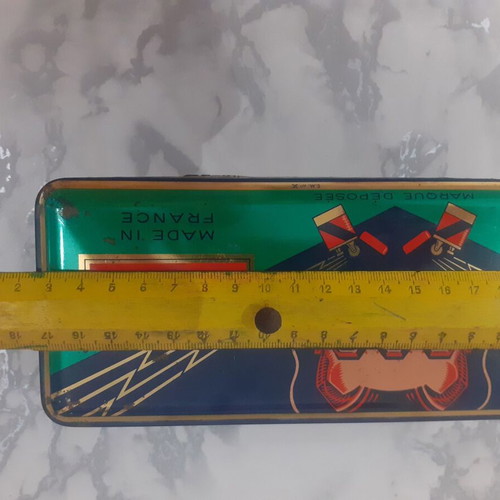 Vintage U.T.M. metal box used, French 1960s lighter stones