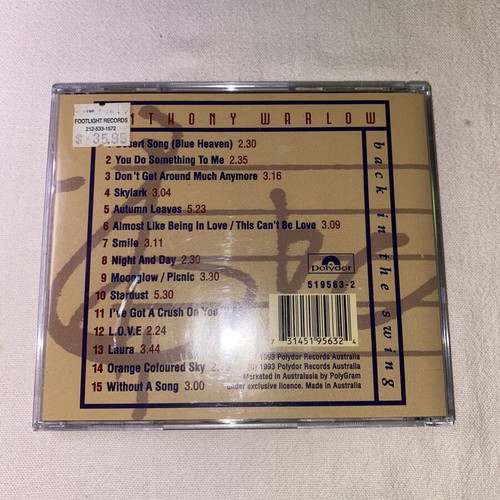 Anthony Warlow Back In The Swing CD like new, swing jazz classics