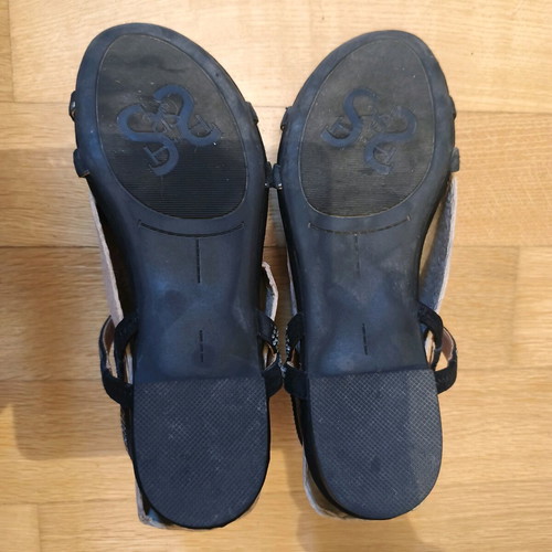 Leather suede sandals used with silver strass, size 38