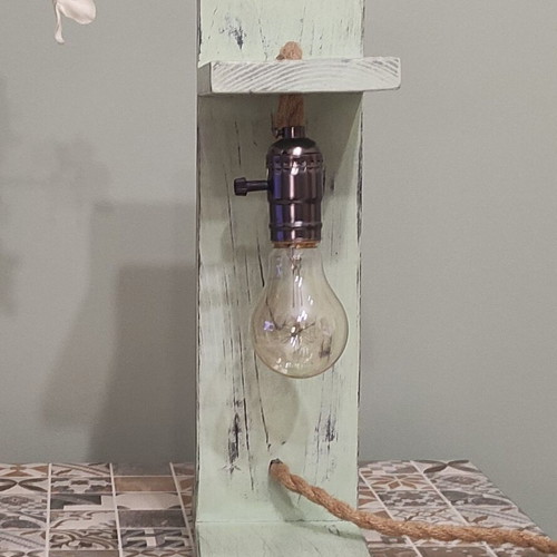 Handmade wooden table lamp pencil holder new