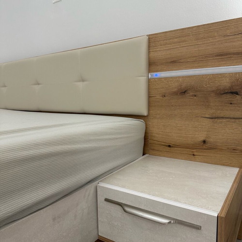 Bedroom set with adjustable touch lighting, storage and lift mechanism used