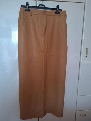Camel faux leather long skirt like new, Vassia Kostara, size XL