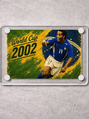Акрилен магнит Ronaldinho Brazil 2002 World Cup нов