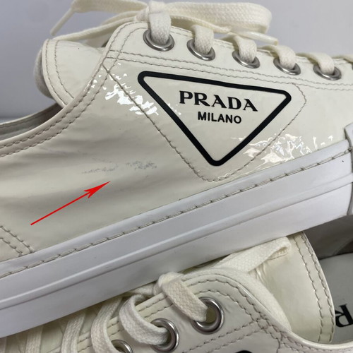 Prada leather Cassetta Wheel sneakers used, beige, size 38.5