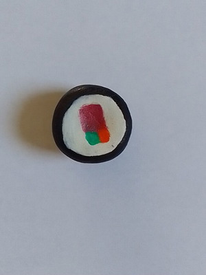 Handmade sushi magnet from clay