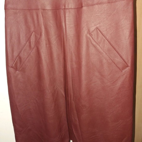 Leather midi dress sleeveless with pleats new, brown and red