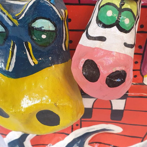 Papier-mâché animals like new, pack of 2 handmade