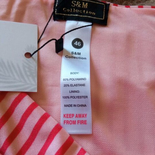 Striped swimsuit with belt and chest ring, new, size XXXL