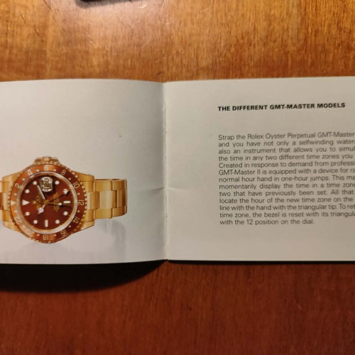 Rolex booklet GMT-MASTER 595.52 1996 like new, authentic