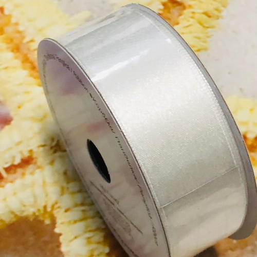 White gift wrapping ribbon new, 100% nylon, 2.5 cm x 10 m