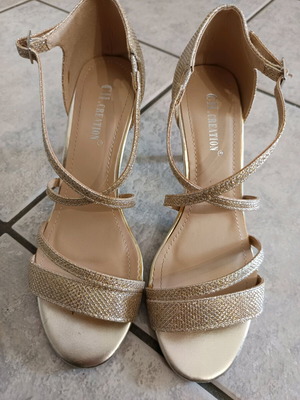 High heels sandal gold with thin heel new size 39