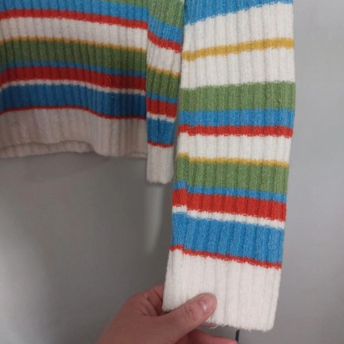 Simple colorful turtleneck sweater, size M