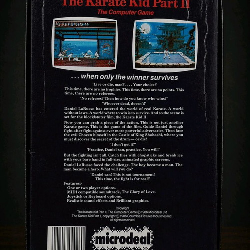 The Karate Kid Part II Commodore Amiga game used, complete