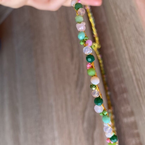 Handmade crown of gold wire with colorful beads