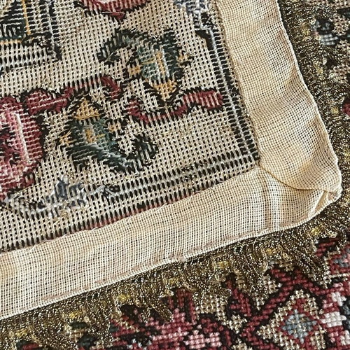 Handmade square with golden lace like new