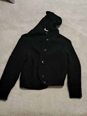 Knitted black cardigan handmade new, size S